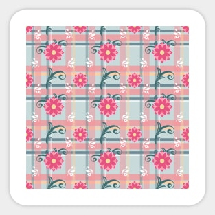 Floral Tartan Pattern in Red Sticker